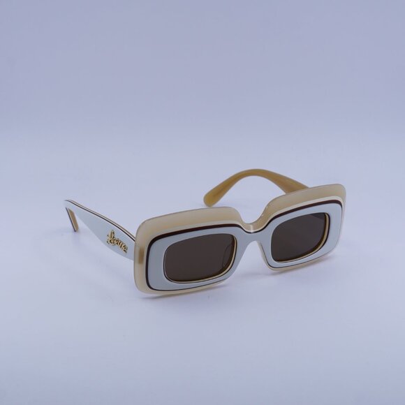 Loewe LW40139U 25E Sunglasses Ivory/Beige/Brown Rectangle Frame, Brown Lenses - Picture 5 of 10